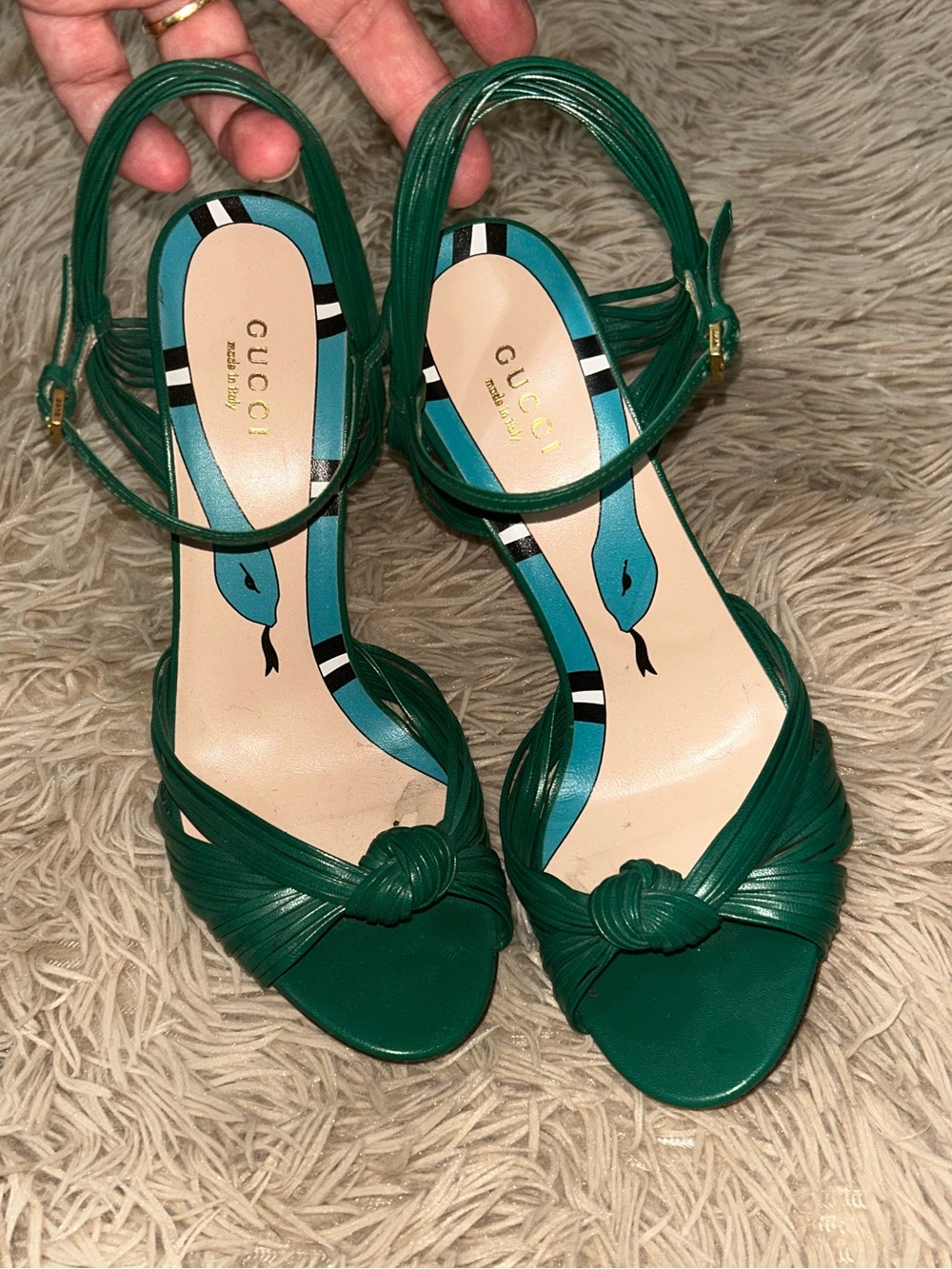 Gucci Green Knot Leather Heels size 38
